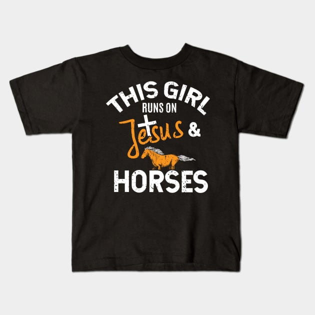 Cute Horse, Horse Lover, Equestrian And Christian Gift print Kids T-Shirt by Blue Zebra